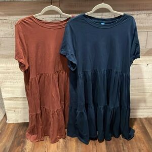 Old Navy XL Tiered Mini Swing Dresses - Set of 2 (Navy & Brown)